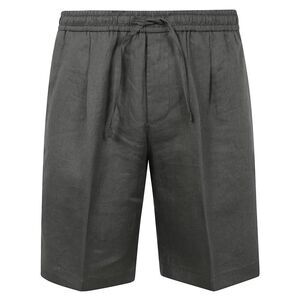 MICHAEL COAL Men's Linen Drawstring Pleated Shorts Men GREEN Pants